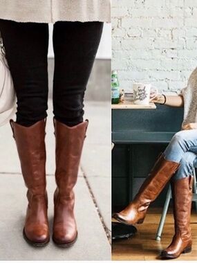 Frye Melissa Button Cognac Leather Knee High Boot